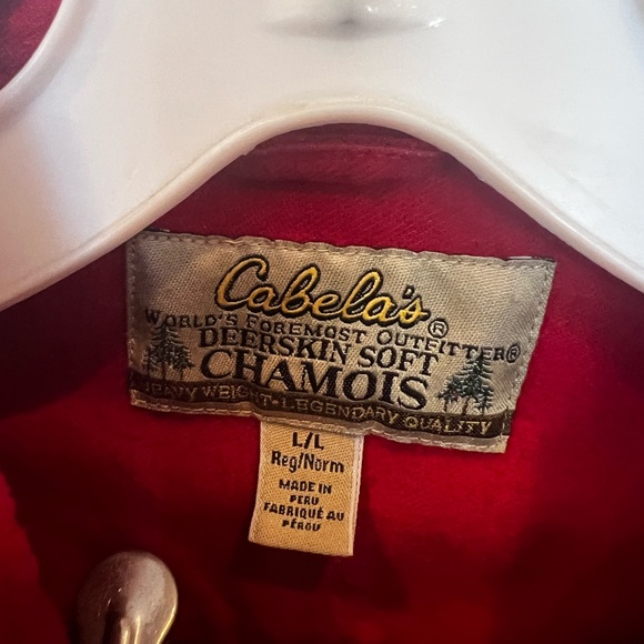 CLEARANCE Men’s Large Red Cabela’s Chamois Button Down Shirt - Picture 5 of 9